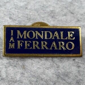 Vintage I AM Mondale Ferraro 1984 Presidential Campaign Lapel Pin Blue